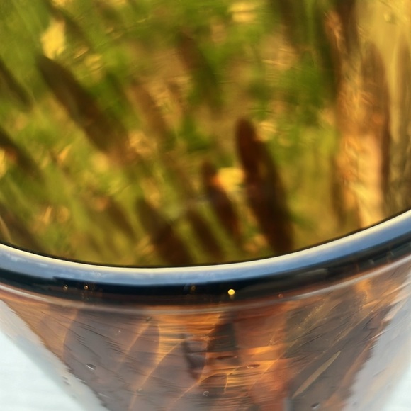Maestri Vetrai Made in Italy Tortoiseshell Tiger Brown Glass Vase 13x4.25" - Picture 12 of 17